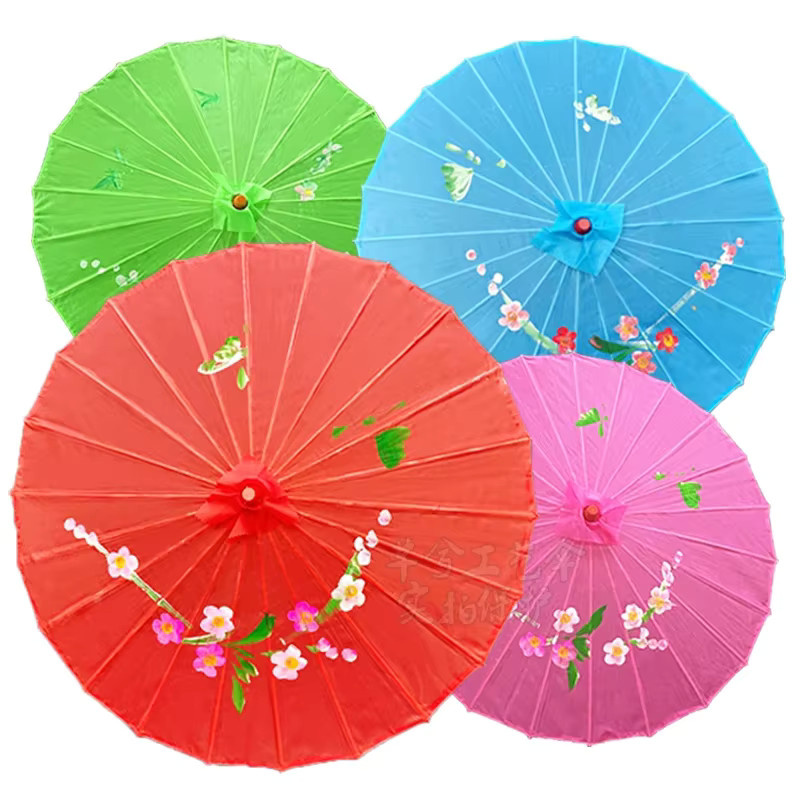 Handbemalter Ölpapier-Schirm im chinesischen Stil von merylover mit floralem Design in Gold und Multicolor, Durchmesser: 56 cm - Bild 2