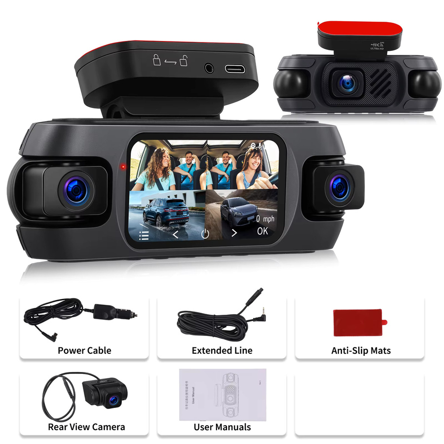 Podofo 4K Dashcam mit 360-Grad-Parküberwachung, WiFi, Nachtsicht und G-Sensor in Schwarz - Bild 5