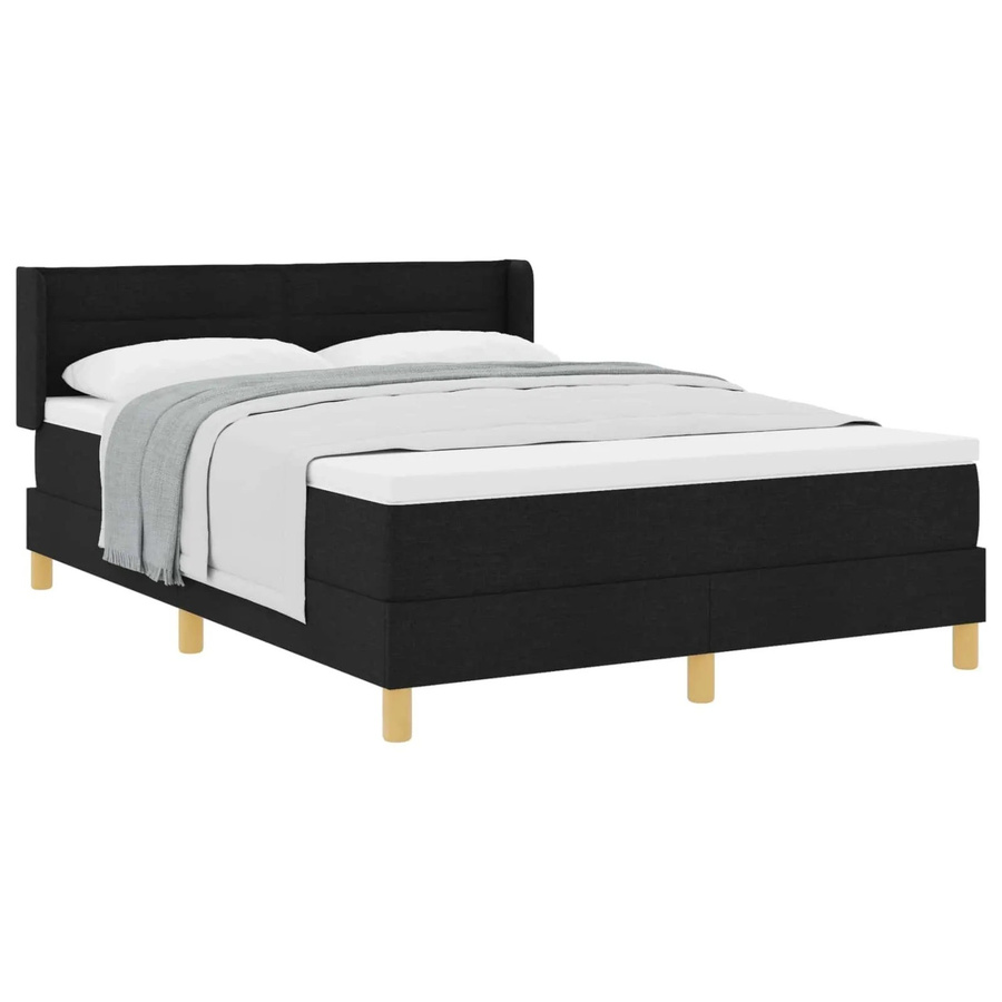vidaXL Boxspringbett mit Matratze in Schwarz, modernes Design aus Polyester und Kiefer, B/T: 160 x 200 cm - Bild 2
