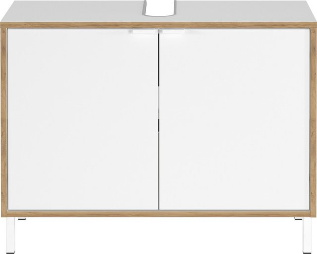 Germania Waschbeckenunterschrank für dein Badezimmer in Weiß und Eiche, B/H/T: 80 x 60 x 34 cm - Bild 1