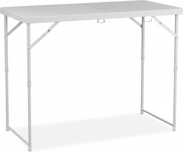 Relaxdays Gartentisch aus Kunststoff und Stahl in Weiß, klappbar und höhenverstellbar, B/T: 120 x 60 cm - Bild 1