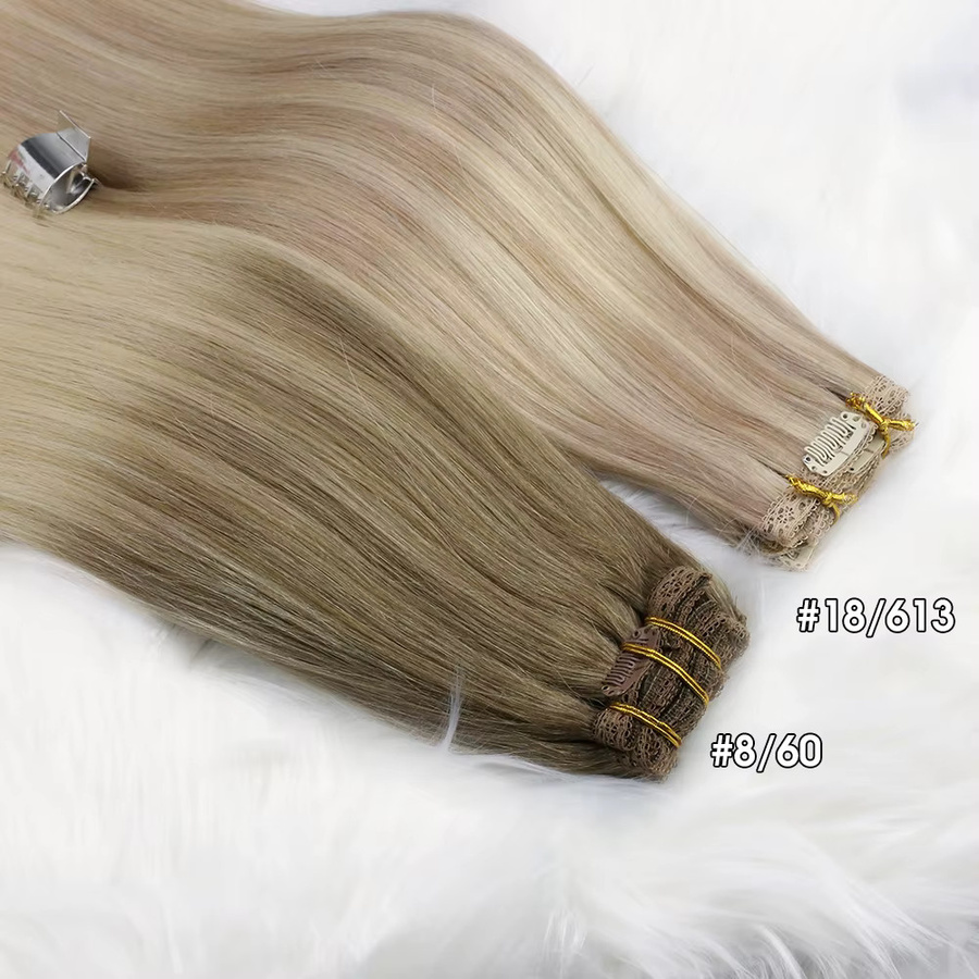 Ugeat Clip-in-Haarverlängerungen, Echthaar, Remy-Haar, Damen, 7 Stück - Bild 2