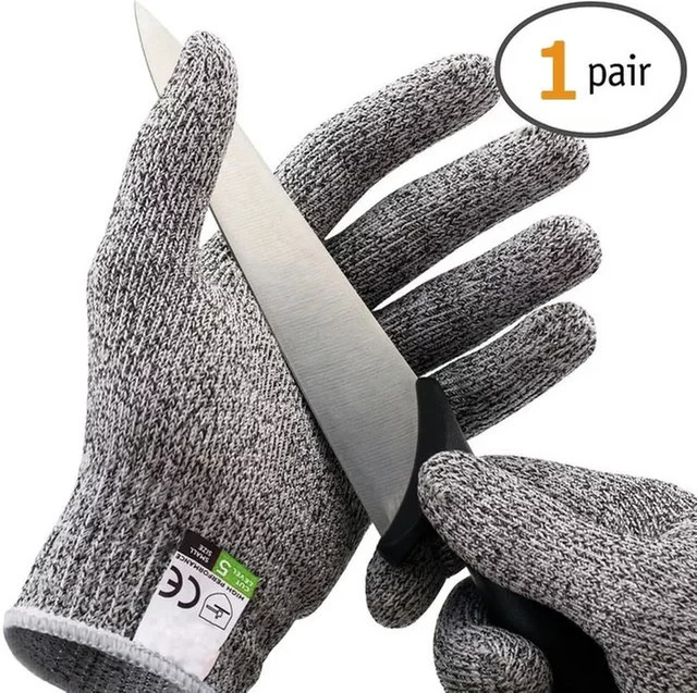 Anti-Schnitt-Handschuhe Level 5 Schutzhandschuhe in Grau für Küche, Gartenarbeit und Metzger - Bild 1