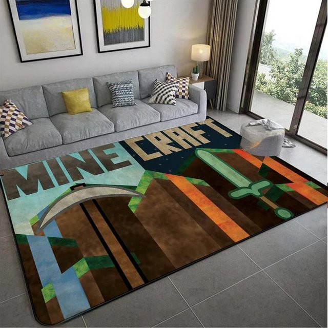 M-MINE Sandbox 3D-Spiel Teppich aus Polyester, rutschfest und waschbar, Mehrfarbig, Breite: 60 cm, Tiefe: 40 cm - Bild 1