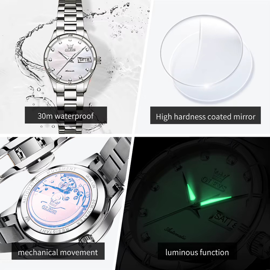 OLEVS Armbanduhr Automatik, Edelstahl, Damen, Rund - Bild 3