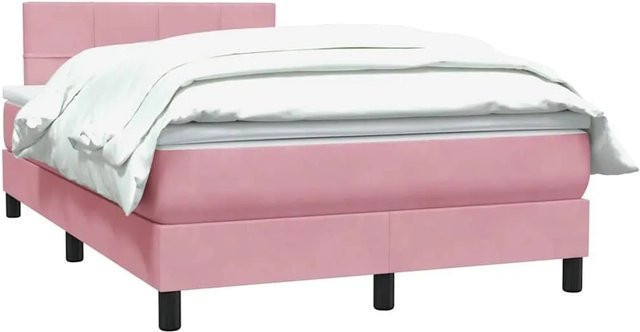 vidaXL Boxspringbett mit Matratze in Rosa aus Samt, B/T/H: 120 x 220 x 78 cm - Bild 1