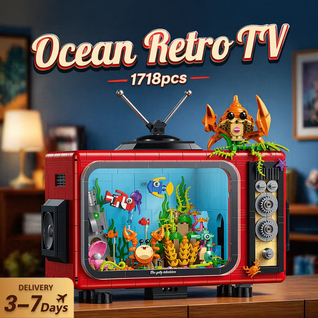 barweer Ozean-Retro-TV-Bausteinset, Meerestiere, 1718 Teile - Bild 1