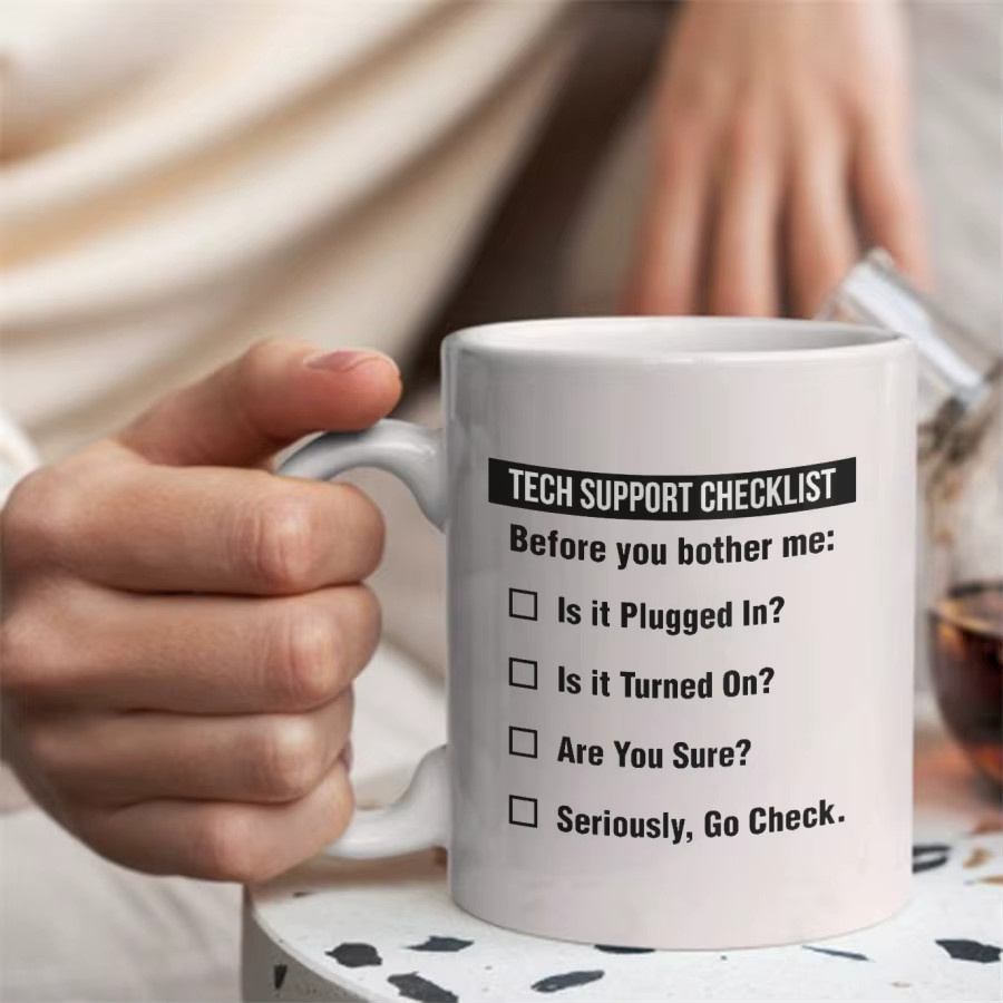 PEJAFAN Tech Support Checklist Tasse aus Keramik für Damen und Herren, Weiß, 325 ml - Bild 3