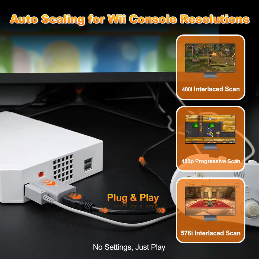 Bitfunx Mini Video Audio Adapter YPBPR auf HDMI Konverter für PAL NTSC Wii Spielekonsolen - Bild 4
