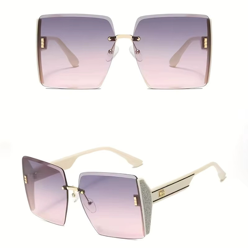 DIXSG Sonnenbrille, randlos, quadratisch, Metall, Unisex - Bild 2