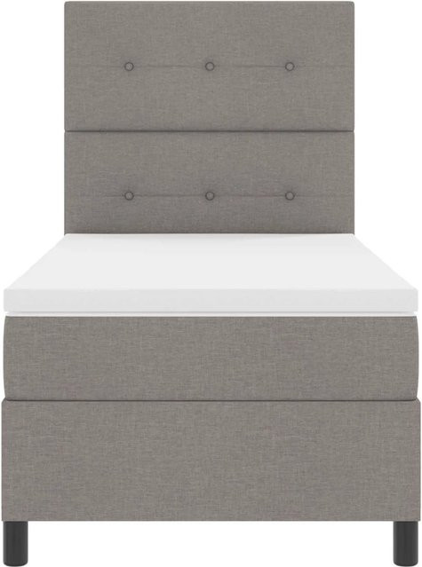 vidaXL Boxspringbett mit Matratze und LED-Unterbettbeleuchtung in Taupe, B/T/H: 90 x 190 x 128 cm - Bild 1