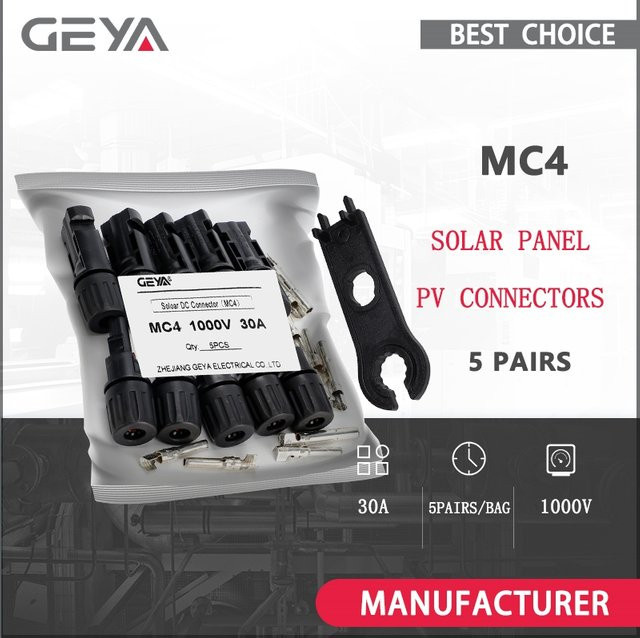 GEYA Solar Stecker Set mit 5 Paaren Männlich und Weiblich sowie 1 Schraubenschlüssel, 30A 1000VDC PV Kabel Zweiganschlüsse für 2,5/4mm2 - Bild 1