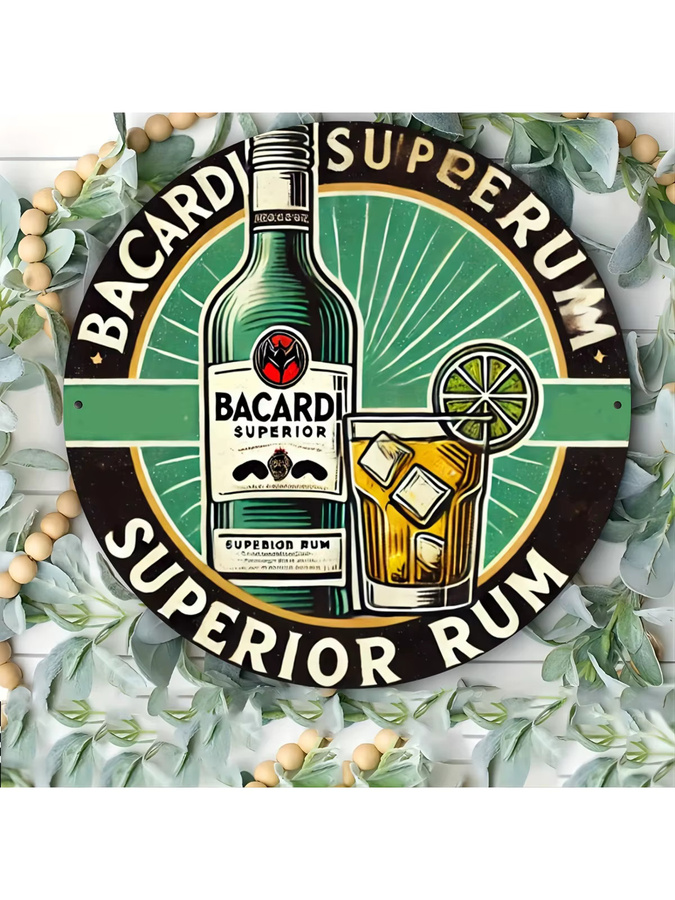 Bacardi Superior Rum rundes Metallschild aus Aluminium in Multicolour, Durchmesser: 20,32 cm - Bild 7
