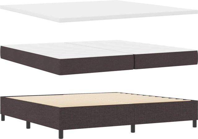 vidaXL Boxspringbett mit Matratze in Dunkelbraun, modernes Design aus Stoff und Holz, B/T/H: 200 x 200 x 203 cm - Bild 1