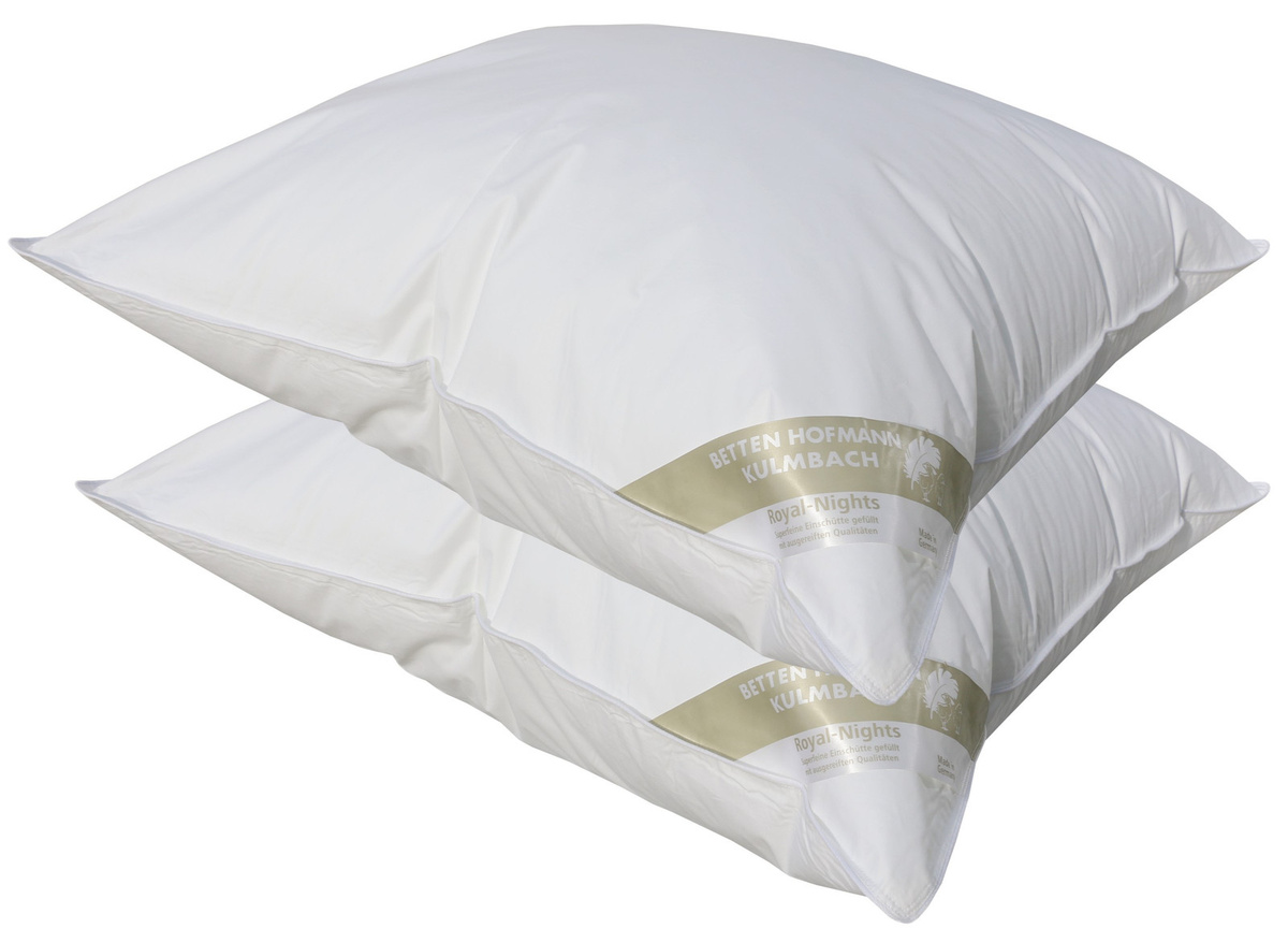2er Set Betten Hofmann Basic Allergiker Kopfkissen aus Mikrofaser und Baumwolle, Farbe: Weiß, B/T/H: 80 x 80 x 80 cm - Bild 1