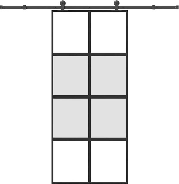vidaXL Schiebetür aus Hartglas und Aluminium in Schwarz und Transparent, B: 90 cm, H: 205 cm - Bild 1
