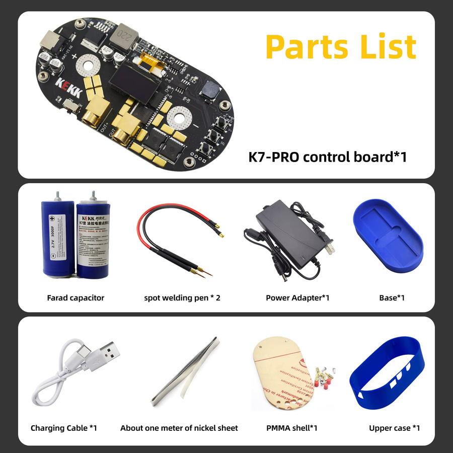 Kekk Kondensator-Punktschweißmaschine Kit mit Steuerplatine und Controller-Modul in Weiß für DIY Lithium-Batterien - Bild 6