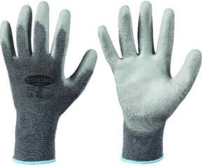 Stronghand Strickhandschuhe aus Nylon in Grau, Größe 9, mit PU-Beschichtung nach EN 388 - Bild 1