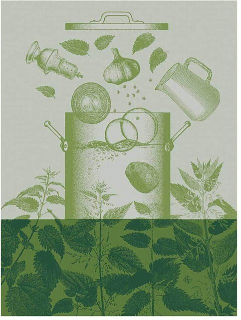 Le Jacquard Français Geschirrtuch Veloute D´Orties Nature in Grün aus Baumwolle, Breite: 60 cm, Höhe: 80 cm - Bild 1