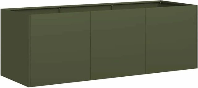 vidaXL Pflanzkübel aus Stahl in Olivgrün, B/T/H: 120 x 40 x 40 cm - Bild 1