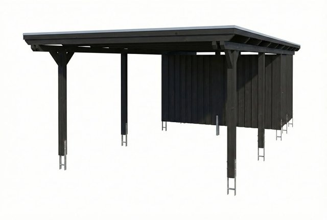 SKANHOLZ Carport Emsland aus Fichte mit Stahl-Dachplatten und integriertem Abstellraum, Anthrazit/Schwarz, B: 402 cm, T: 242 cm, H: 846 cm - Bild 4