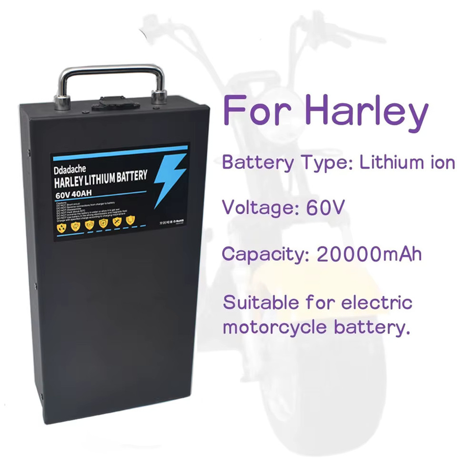 Ddadache Lithium-Batterie 60V 20Ah-40Ah 2000W für Elektrofahrzeuge, Harley und Citycoco Elektroroller, Farbe: Schwarz - Bild 3