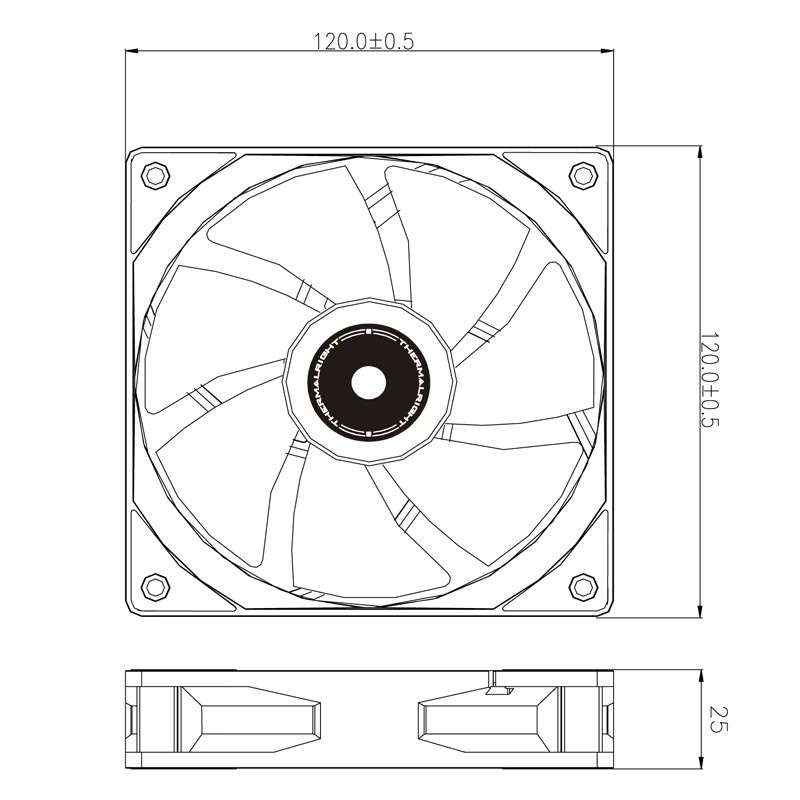 Thermalright TL-G12B Gehäuselüfter in Schwarz mit 12cm Durchmesser und geräuscharmem Hydrauliklager - Bild 2