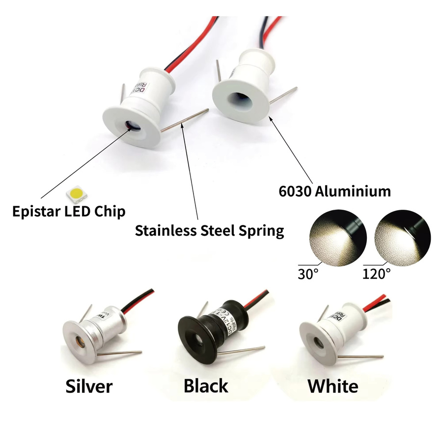 LUCERNA LED Mini-Einbaustrahler IP65 in Weiß, 1 W, 12 V Decken-Downlight mit Transformator - Bild 2