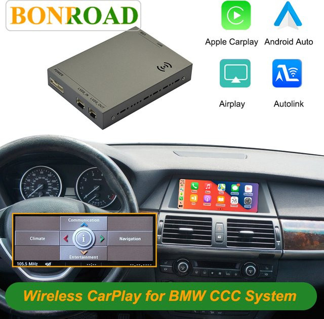 Bonroad Wireless CarPlay und Android Auto Decoder Box für BMW X5 E70, X6 E71 sowie 3er, 5er Serie E60 CCC System mit Airplay und Mirror Link in Schwarz - Bild 1