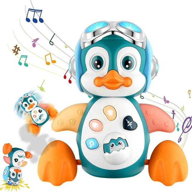 Wucifang Bags Musikalisches Pinguin Baby Spielzeug, Krabbeln mit Lichtern, ab 3 Jahre - Bild 1