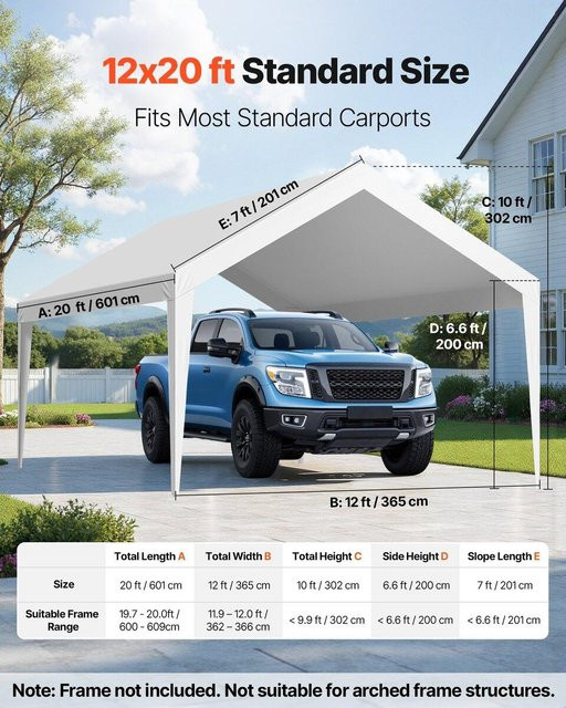 Buying Solutions MB Carport Ersatzdach als wasserdichte und UV-beständige Oberplane für Garagenzelte und Autoüberdachungen, Farbe: Weiß, B/T: 6 x 3,6 m - Bild 1