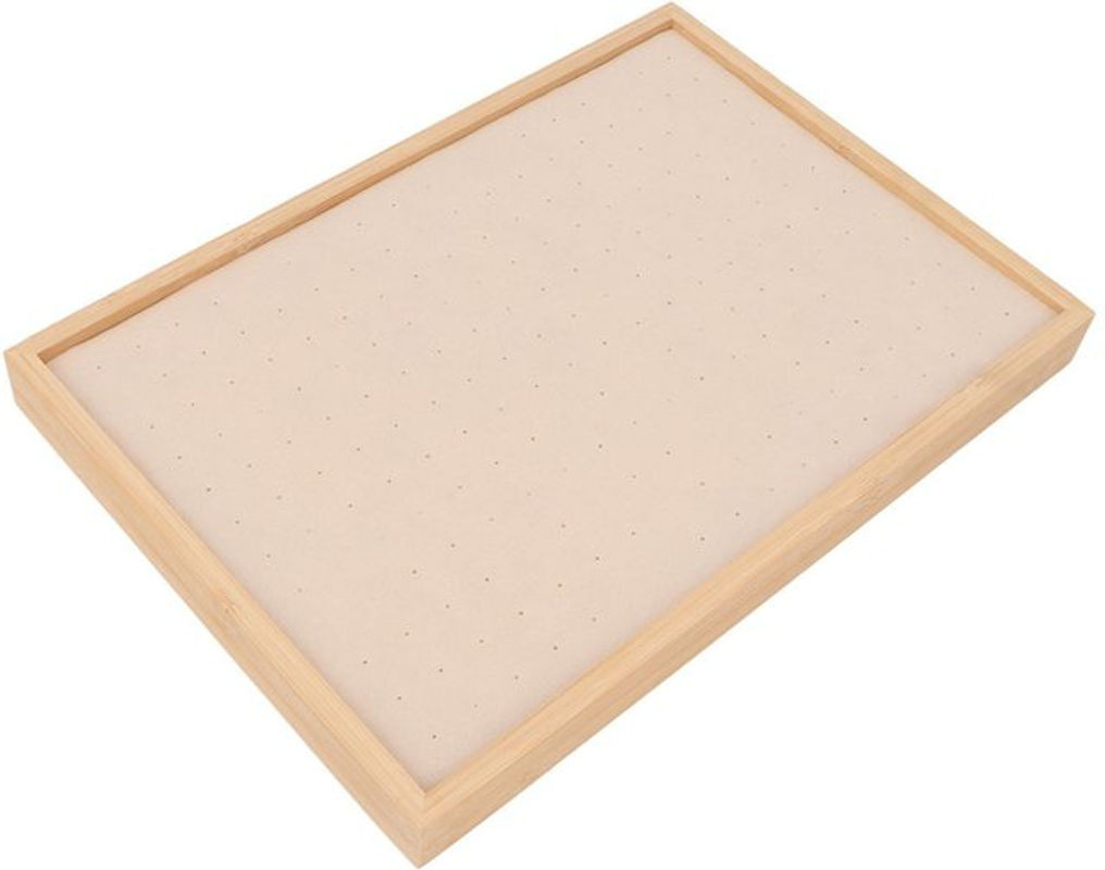Neoglint Ohrring-Display aus Holz mit 216 Löchern und Flanell-Bezug in Beige - Bild 1