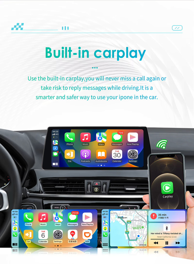 OSSURET 10,25 Zoll Android Autoradio für BMW X1 F48 2016-2017 in Schwarz mit GPS, Bluetooth, Wireless CarPlay, Android Auto, 4G, DSP und 360-Grad-Kamera Unterstützung - Bild 3