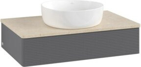 V&B Waschtischunterschrank Antao mit Frontstruktur in Anthrazit lackiert, B/T/H: 80 x 50 x 19 cm - Bild 1