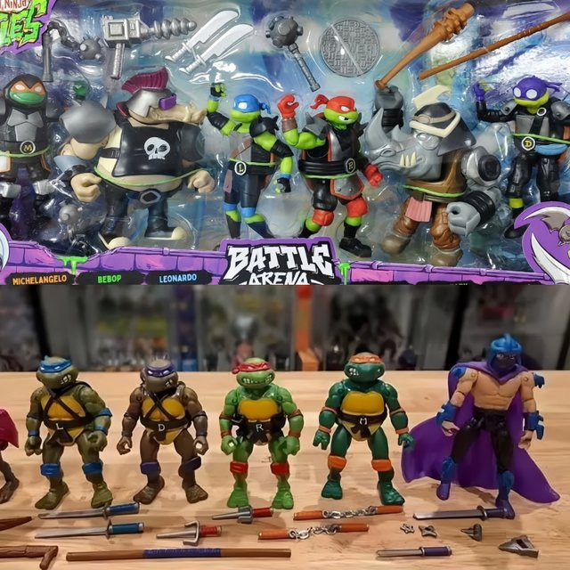 Playmates Teenage Mutant Ninja Turtles Battle Arena Leonardo Raphael Donatello Michelangelo Rocksteady, Actionfiguren-Spielzeug - Bild 1