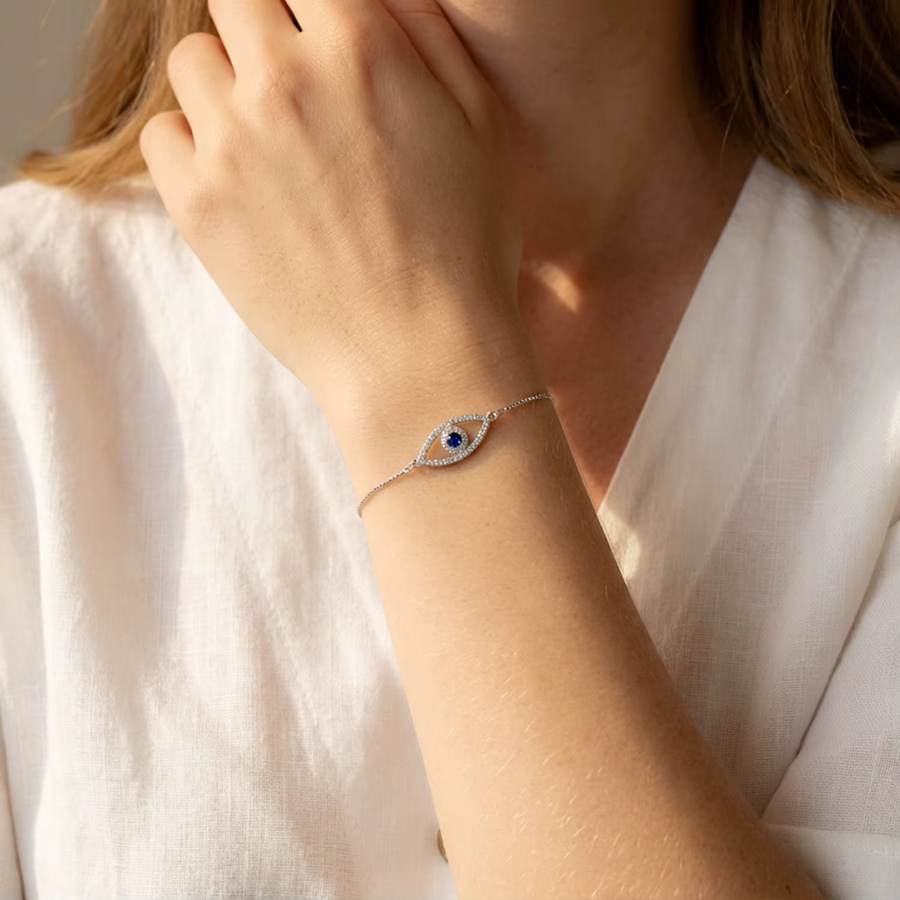 Armband Evil Eye, Blau, Zirkonia, Damen - Bild 4