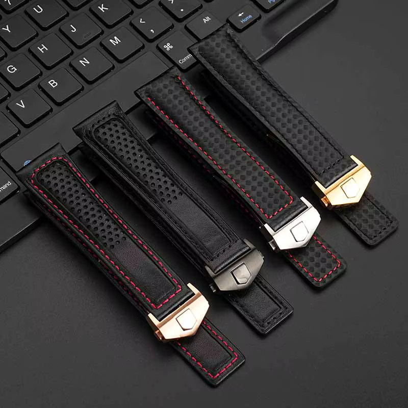 UYOUNG Uhrenarmband Rindsleder, Schwarz, Herren, 22 mm - Bild 1