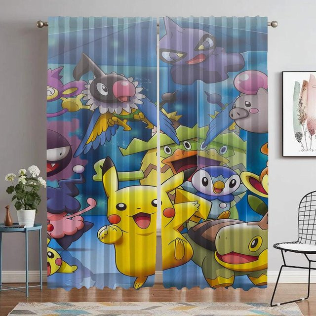 Yiran Furniture Pokemon Moskitonetze als Innenvorhänge für Fenster und Trennwände, 2 Stück, B: 60 cm, H: 90 cm, Multicolor - Bild 1