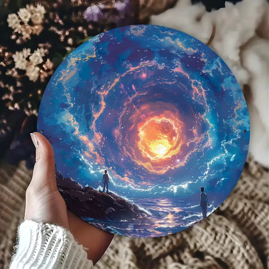Potdemiel Aluminium-Metallwandkunst Magic Portal Fantasy-Türdesign in Blau und Gold, B/H: 20 x 20 cm - Bild 3
