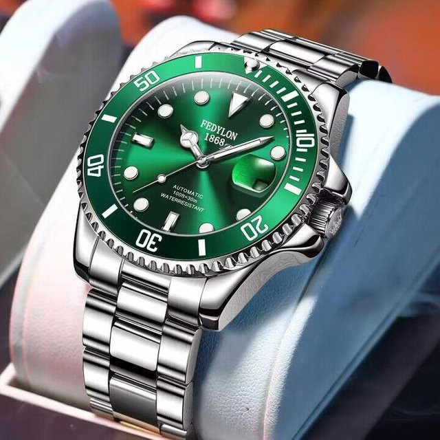 YIRAN Jewelry Armbanduhr Edelstahl, Automatik, Grün, Schwarz, Herren - Bild 1