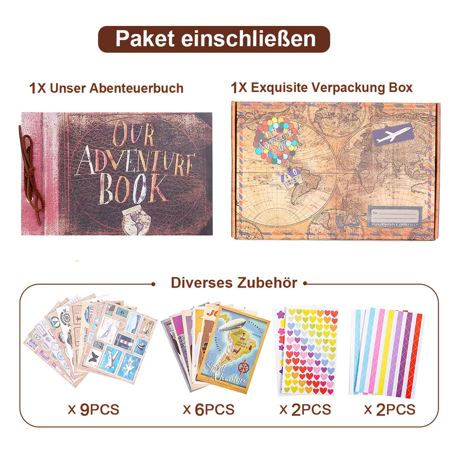 Handgefertigtes Scrapbook-Fotoalbum im Retro-Design mit Hardcover, 12 Zoll, Blanko-Reisetagebuch aus Papier - Bild 6