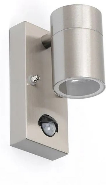 QAZQA Außenwandleuchte aus Edelstahl in Silber mit Bewegungsmelder und GU10 Fassung, IP44 modern Wandlampe - Bild 1