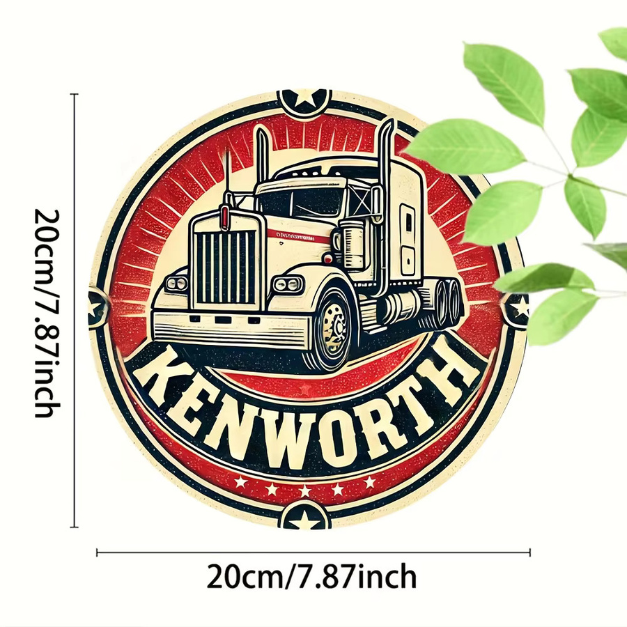 Potdemiel Rundes Aluminiumschild Kenworth Logo Design Retro Wanddeko Mehrfarbig Durchmesser: 20 cm - Bild 2