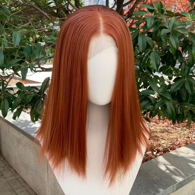 Muzinuo Lace-Front-Perücke, Ingwer-Orange, synthetisch, 30,5 cm - Bild 1