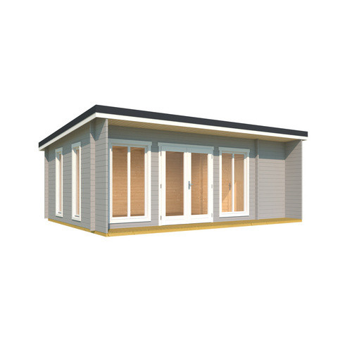 Lasita Gartenhaus Maja Japan in Blockbohlenbauweise mit Pultdach, Lichtgrau, B/T/H: 648 x 250,8 x 470 cm - Bild 3