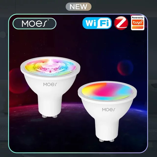 MOES Smart LED-Glühbirne GU10 mit Tuya ZigBee und WIFI, RGBW dimmbar, Weiß, Sprachsteuerung für Alexa und Google Assistant via Smart Life App - Bild 1