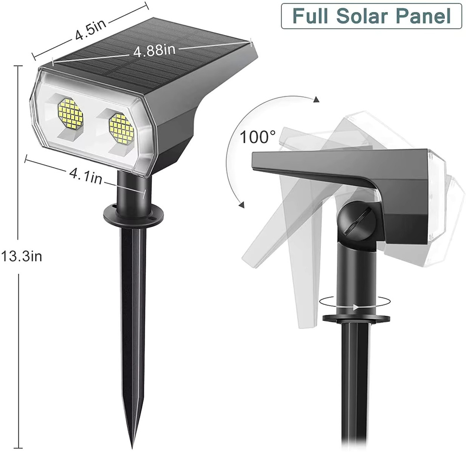 Wasserdichter 2-in-1 Solar-Flutlichtstrahler mit 48 LEDs für Garten und Terrasse, Schwarz - Bild 4