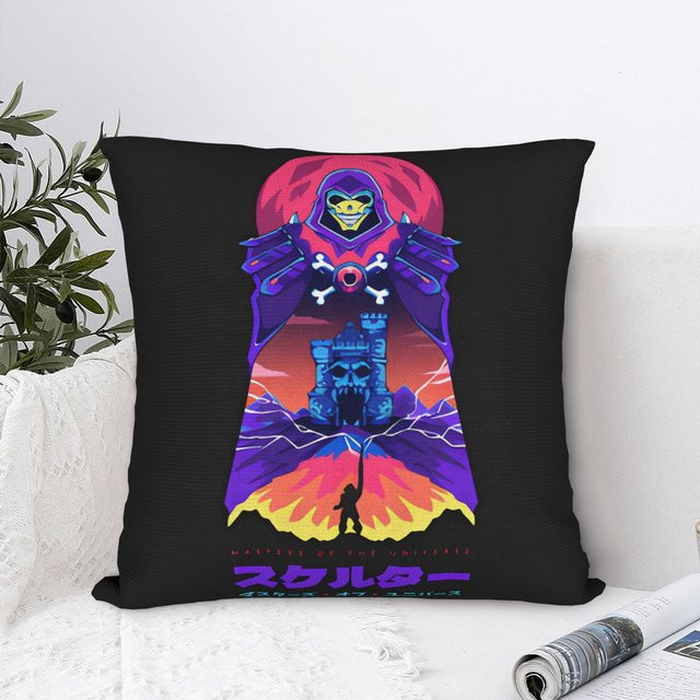 H-He Mans Skeletor Kissenbezug mit Grafikdesign in Multicolour, Retro-Stil für Sofa und Stuhl, 30 x 30 cm - Bild 1