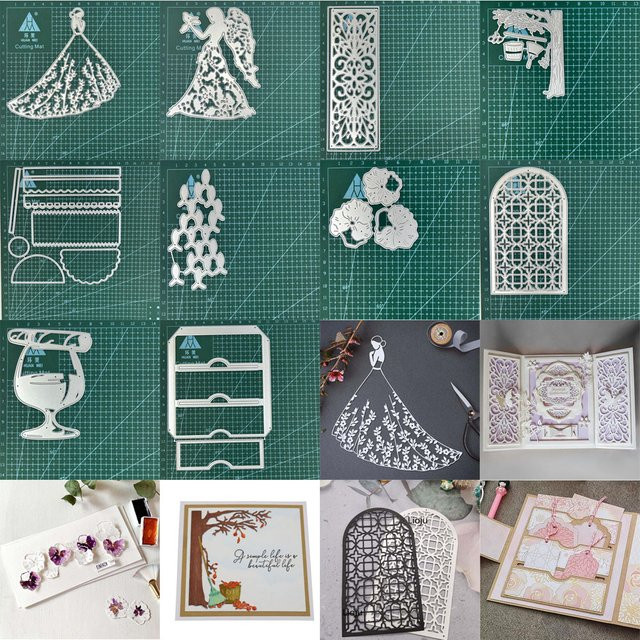 Metall Schablonen Set für Papierhandwerk mit Motiven wie Fee, Blume, Fisch und Baum zur Dekoration von Sammelalben - Bild 1