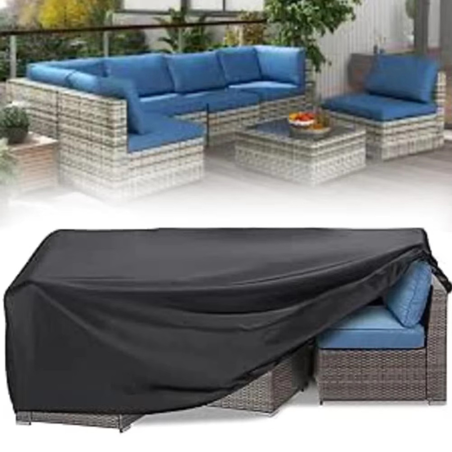 Wasserdichte Gartenmöbelabdeckung von LEENKEA für Terrassenmöbel in Schwarz mit winddichter Schnalle und Lüftungsschlitzen - Bild 4